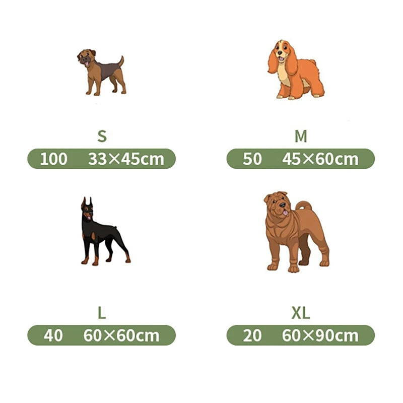 100/50/40/20PCS Absorbent Dogs Diapers Disposable Puppy Training Pee Pads Quick Dry Surface Mat Clean Cushion Dog Supplies
