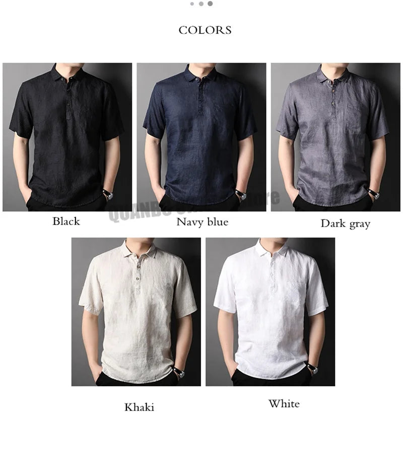 100% Linen Men Summer Shirts 2022 New Men's Fashion Comfortable Breathable Casual Classic Korean Pullover