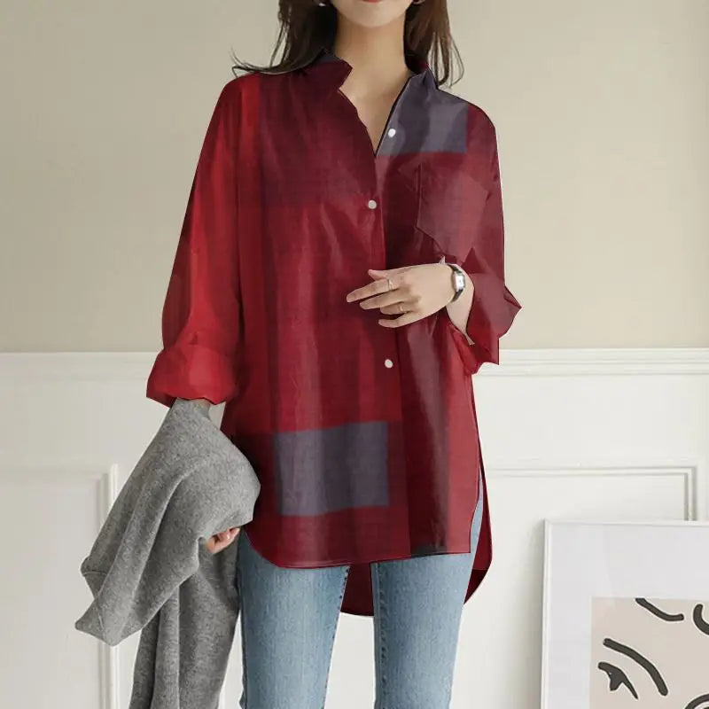ZANZEA 2024 Summer Plaid Check Shirts Vintage Long Sleeve Blusas Women Fashion Irregular Blouse Oversized Female Casual Chemise