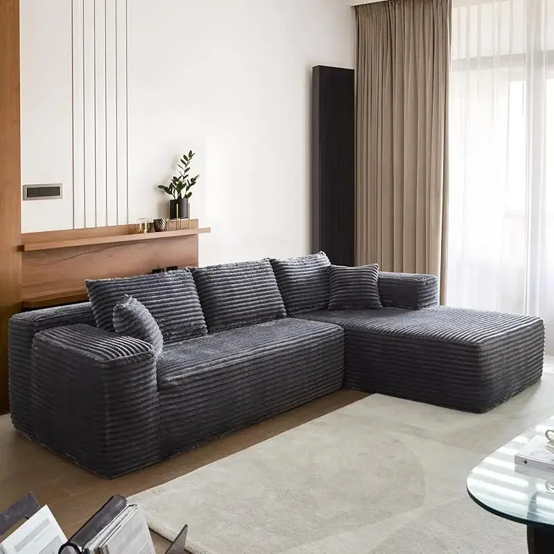 104" Cloud Sectional Couch Comfy Chaise,No Assembly Required L Shape Sofa with Deep Seat,Minimalist Modular Couches Sleeper