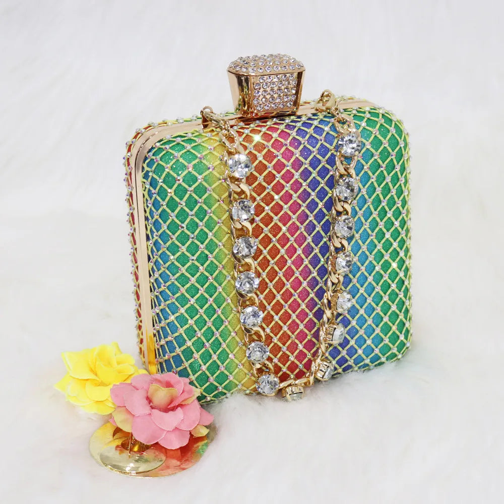 Women Evening Bags With Diamonds Style Party Handbags Metal Day Clutch Purse gold handbags for women
