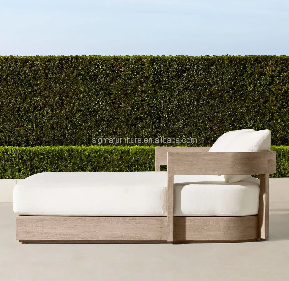 Wooden outdoor teak garden sofa sets daybed chaise lounge sun bed furniture