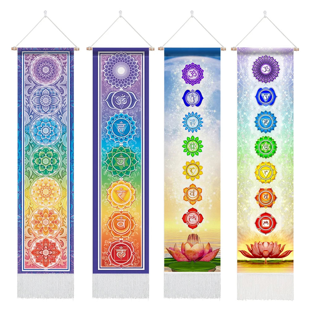 Seven Chakra Tapestry Mandala Chakras Wall Hanging Tree Of Life Tapestry Yoga Meditation Tapestries for Spiritual Room Decor