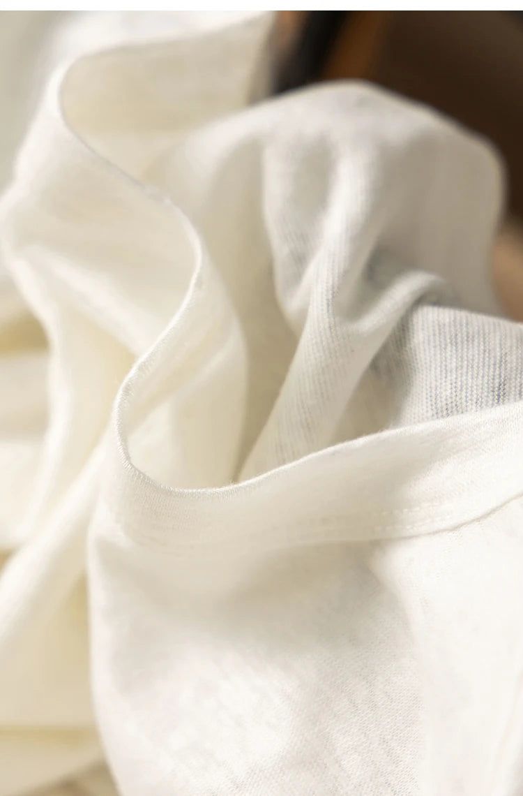 100% Linen Knitted High-quality Casual Loose Round Neck Short-sleeved T-shirt Women Short Sleeve Shirts for Women