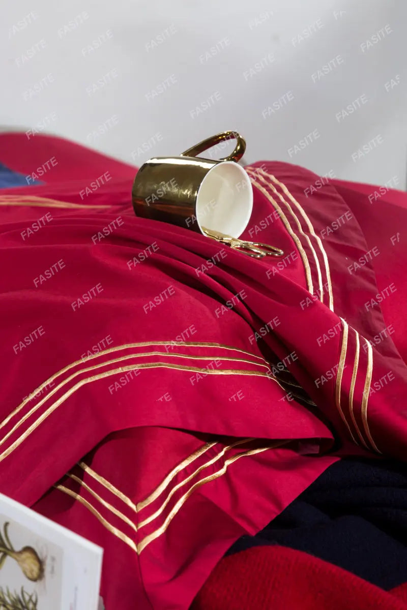 120s long-staple cotton satin cotton light luxury quilt cover four-piece high-end hotel European-style cotton bedding