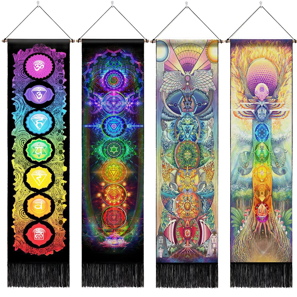 Seven Chakra Tapestry Mandala Chakras Wall Hanging Tree Of Life Tapestry Yoga Meditation Tapestries for Spiritual Room Decor