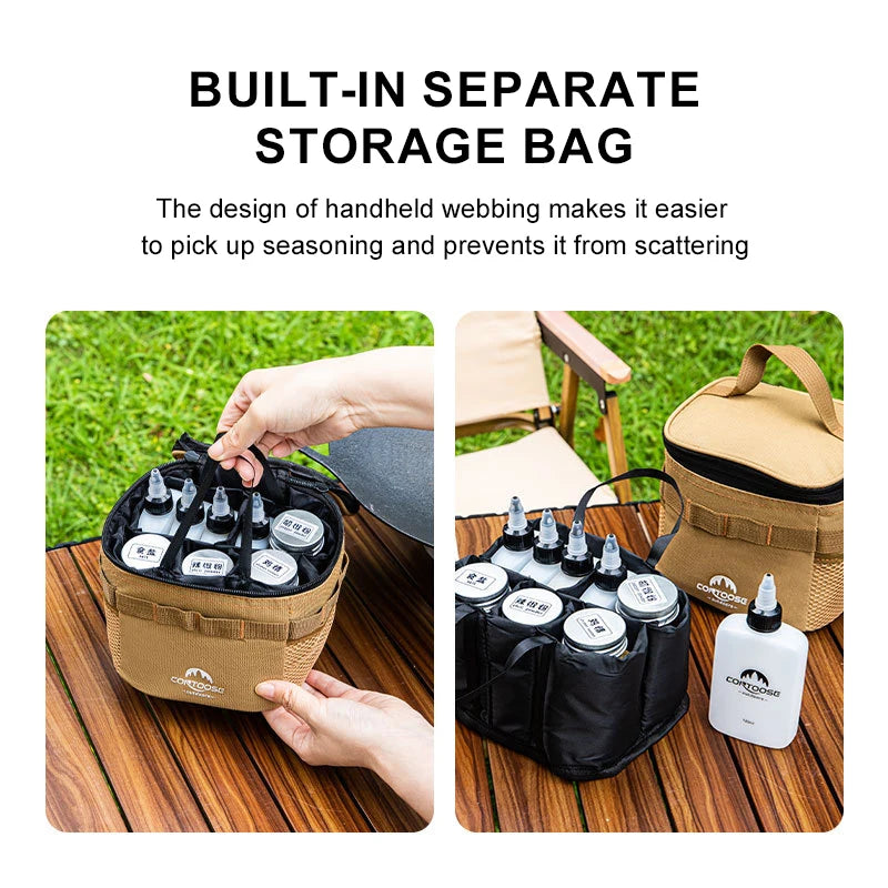 9pcs Seasoning Jar Camping Seasoning Bottle Set Storage Container Condiment Jars Organizer Camping Supplies for Picnic BBQ