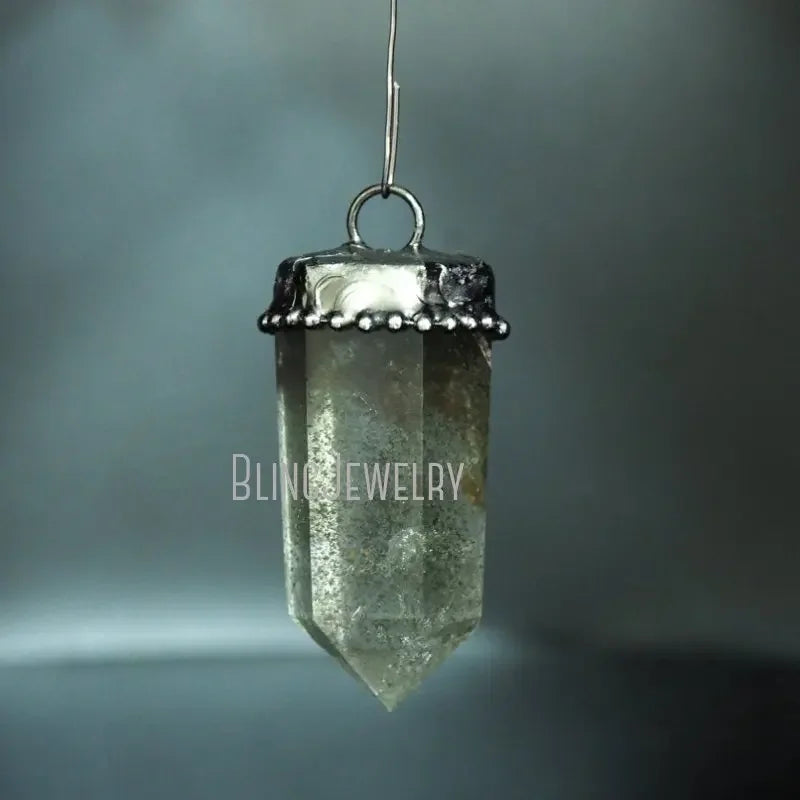 10pcs Lodolite Garden Quartz Crystal Necklace Pendant Natural Talisman Witch Wicca Pendulum Chakra Spiritual Jewelry Charms