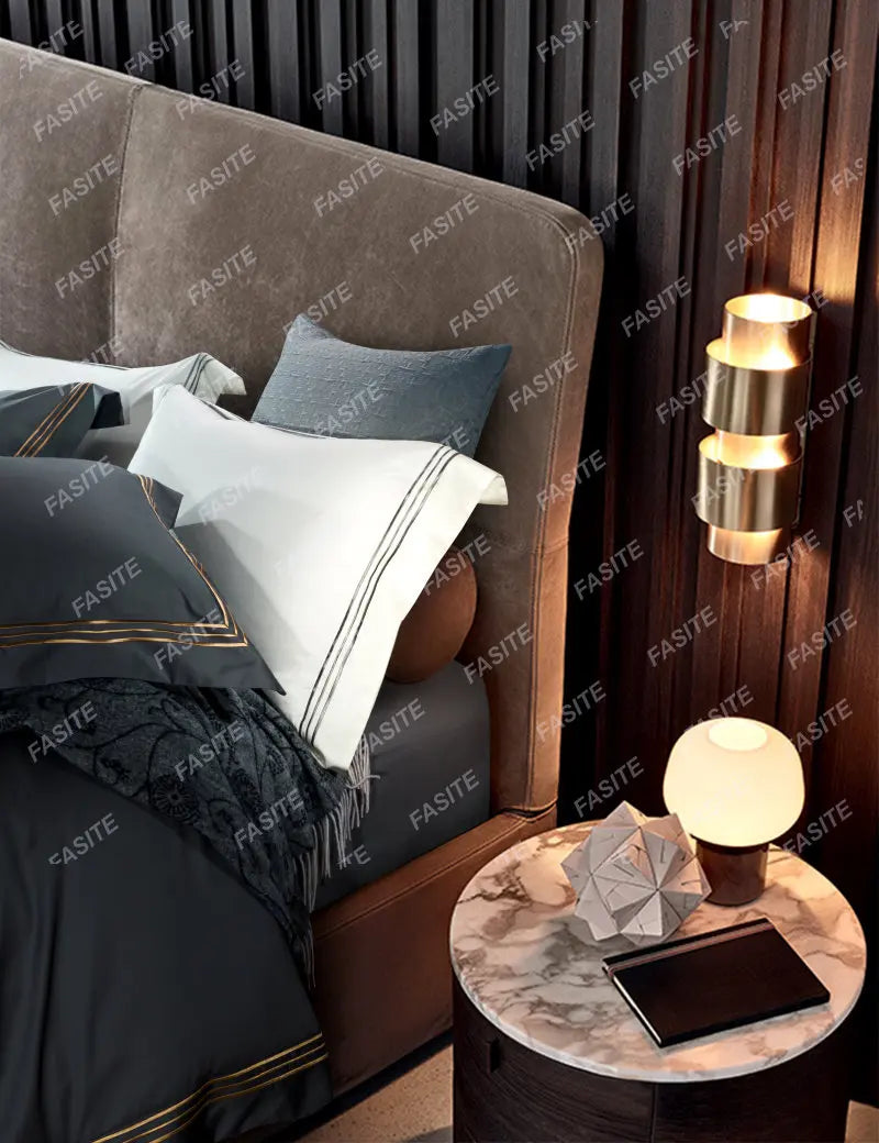 120s long-staple cotton satin cotton light luxury quilt cover four-piece high-end hotel European-style cotton bedding