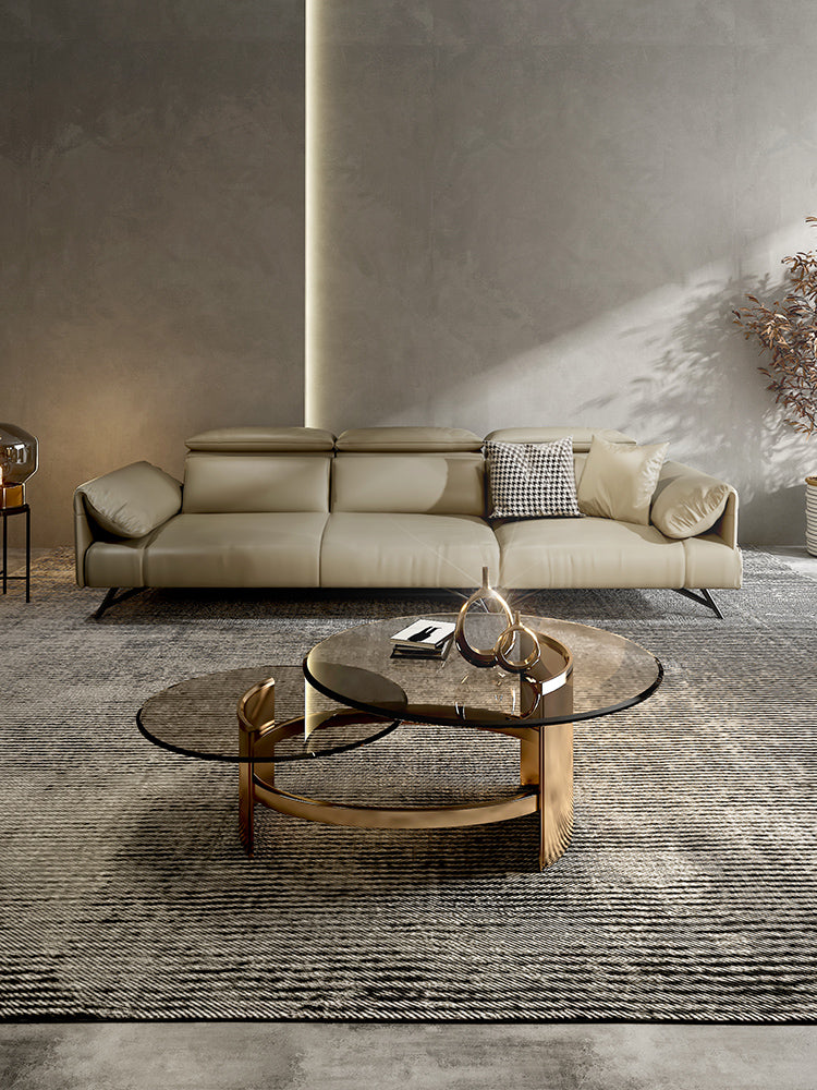YY Small Apartment round Tea Table Tempered Glass Nordic Creative Designer Living Room Furniture