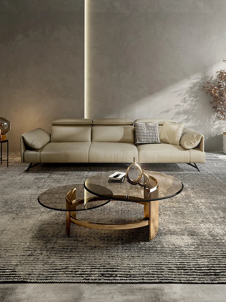 YY Small Apartment round Tea Table Tempered Glass Nordic Creative Designer Living Room Furniture
