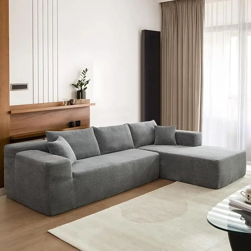 104" Cloud Sectional Couch Comfy Chaise,No Assembly Required L Shape Sofa with Deep Seat,Minimalist Modular Couches Sleeper