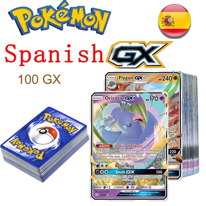 100-200pcs Pokemon Card Not Repeating Flash EX GX VMAX Collection Cards Game Battle Carte Trading Children Toy