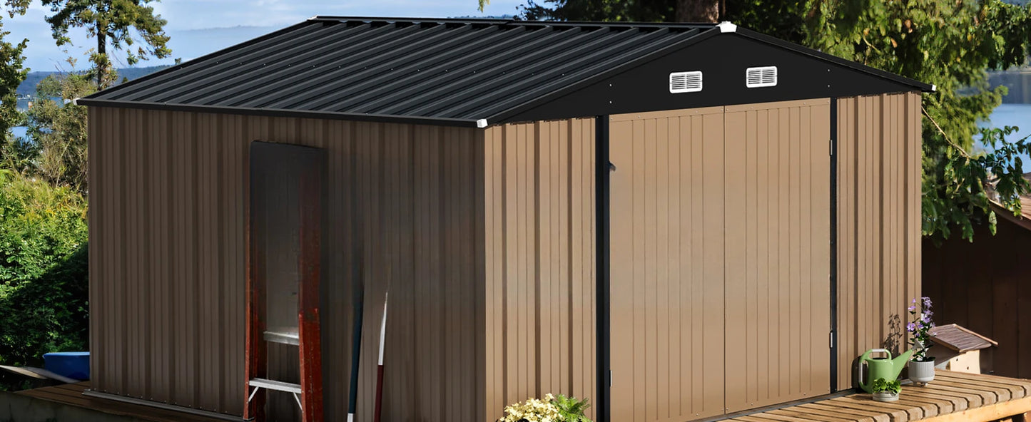 10 X 10 Feet Outdoor Storage Shed, Terrace Garden Outdoor Storage House, Terrace House for Storage