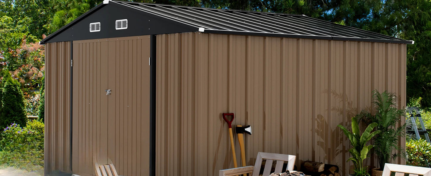 10 X 10 Feet Outdoor Storage Shed, Terrace Garden Outdoor Storage House, Terrace House for Storage