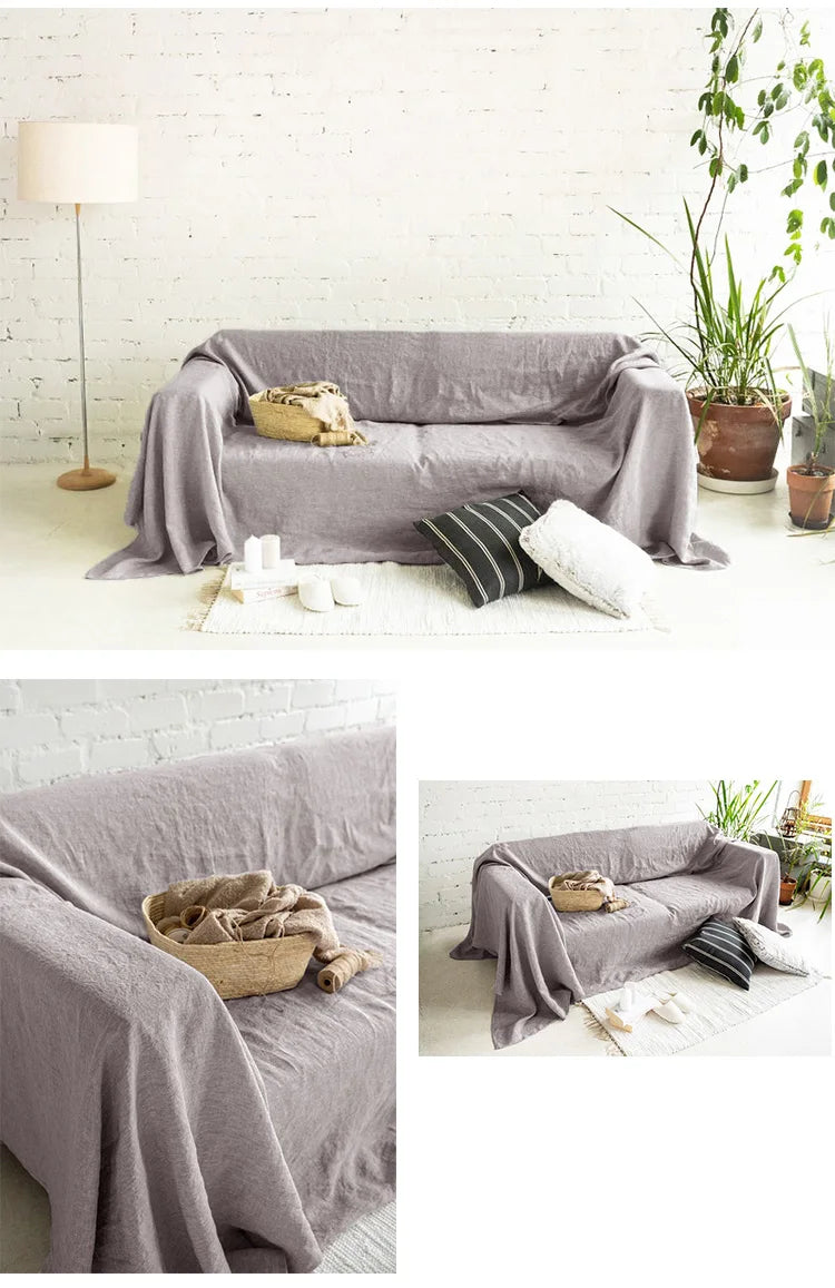 100% Linen Sofa Cover ,Premium Quality Sofa Slipcover, Soft Couch Chair Cover for Living Room Bedroom LOVESEAT Home Textile