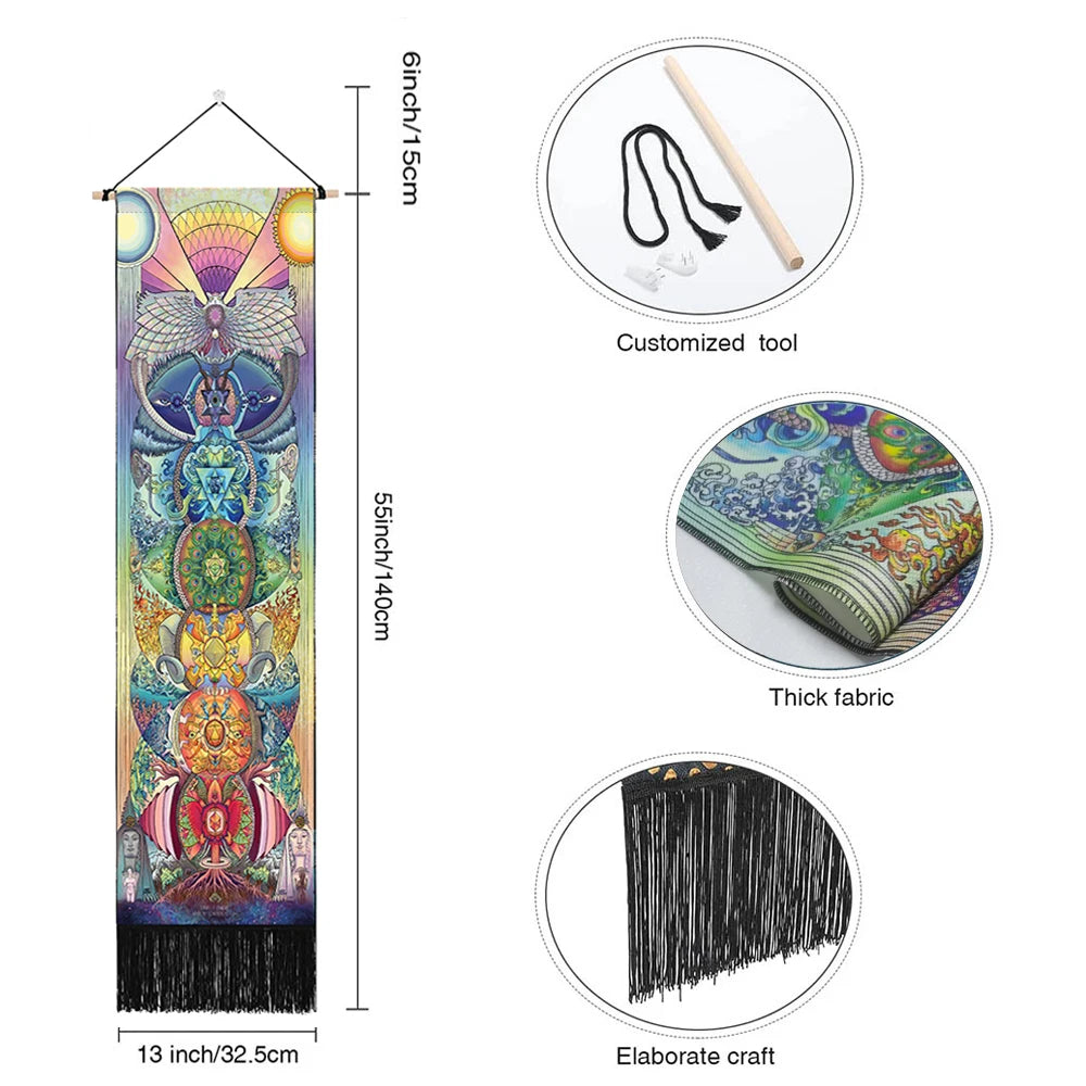 Seven Chakra Tapestry Mandala Chakras Wall Hanging Tree Of Life Tapestry Yoga Meditation Tapestries for Spiritual Room Decor