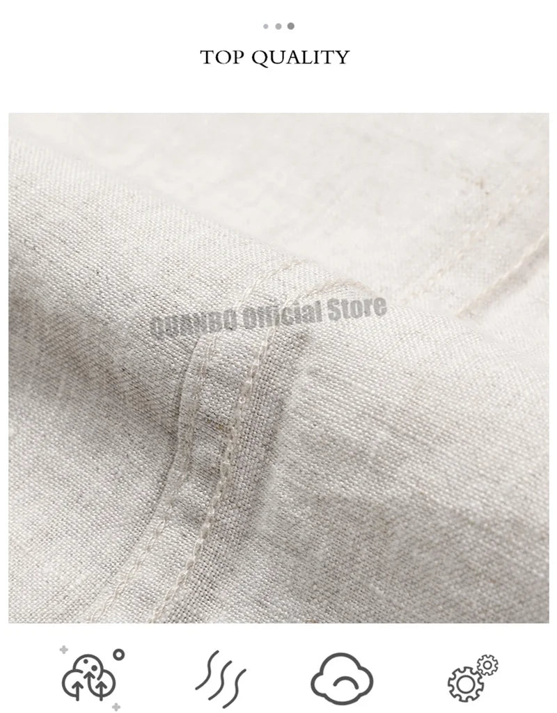 100% Linen Men Summer Shirts 2022 New Men's Fashion Comfortable Breathable Casual Classic Korean Pullover