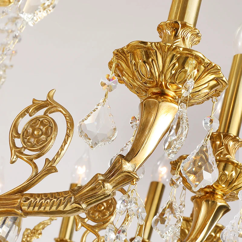 XUANZHAO Crystal Pendant Lamp Brass Light Hanging for Church Boho Huge Chandelier Large Chandeliers for High Ceilings