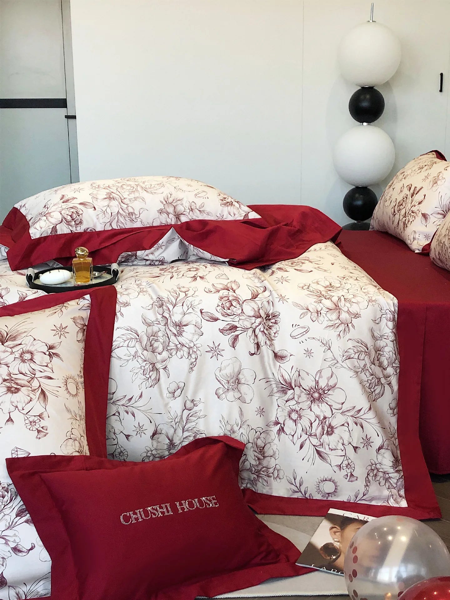 100S Egyptian Cotton Bedding Set Wedding Queen King Double Size Digital Printing Bed Linens Duvet Cover Set Sheet Pillowcase
