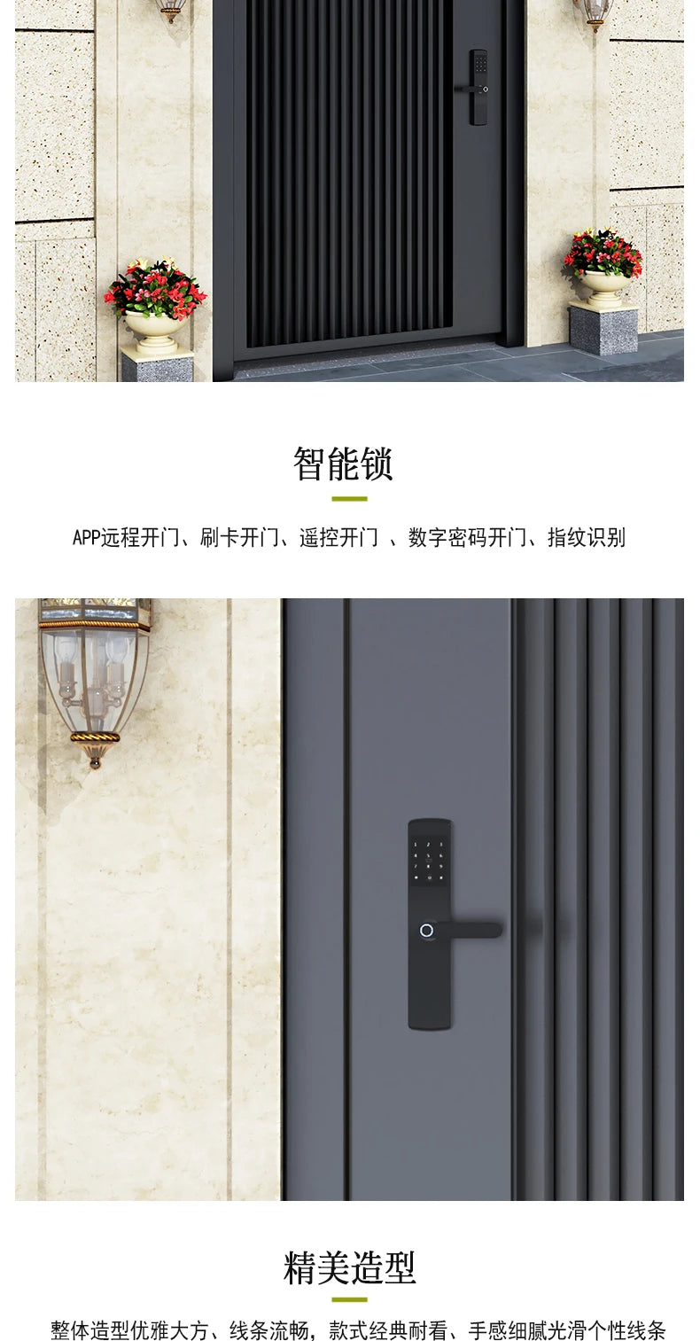 Wrought iron courtyard door Aluminum alloy villa door garden louver door outside single and double door homestay corridor entran