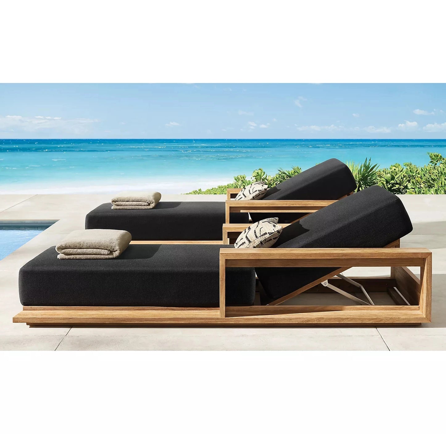 Wooden outdoor garden set daybed chaise lounge furniture teak chaise