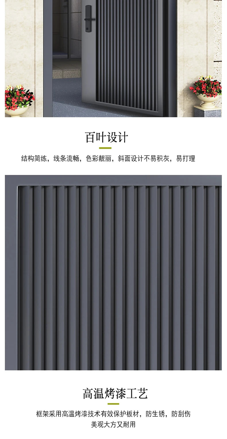 Wrought iron courtyard door Aluminum alloy villa door garden louver door outside single and double door homestay corridor entran