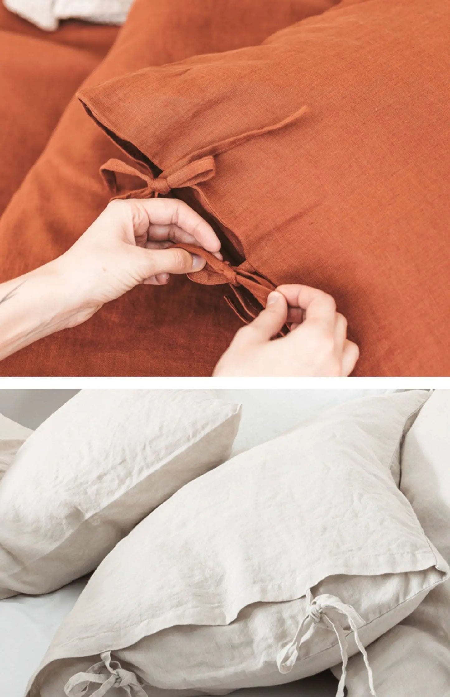100% Linen White Pillowcase 50x70 Nordic Pillow Covers 2PCS for Bed Sleeping Simple Flax Pillowcases 50x90 King Size