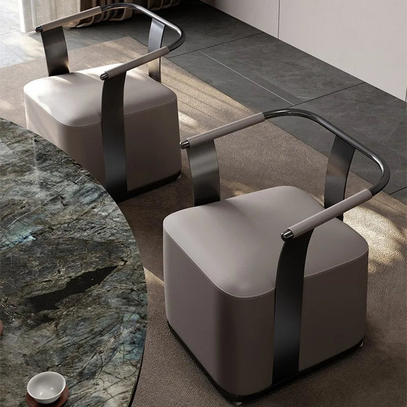 Wuli House Tea Chairs Internet Celebrity Armrest Backrest Designer Single Chair Villa Light Luxury Minimalist Home Guest Chairs