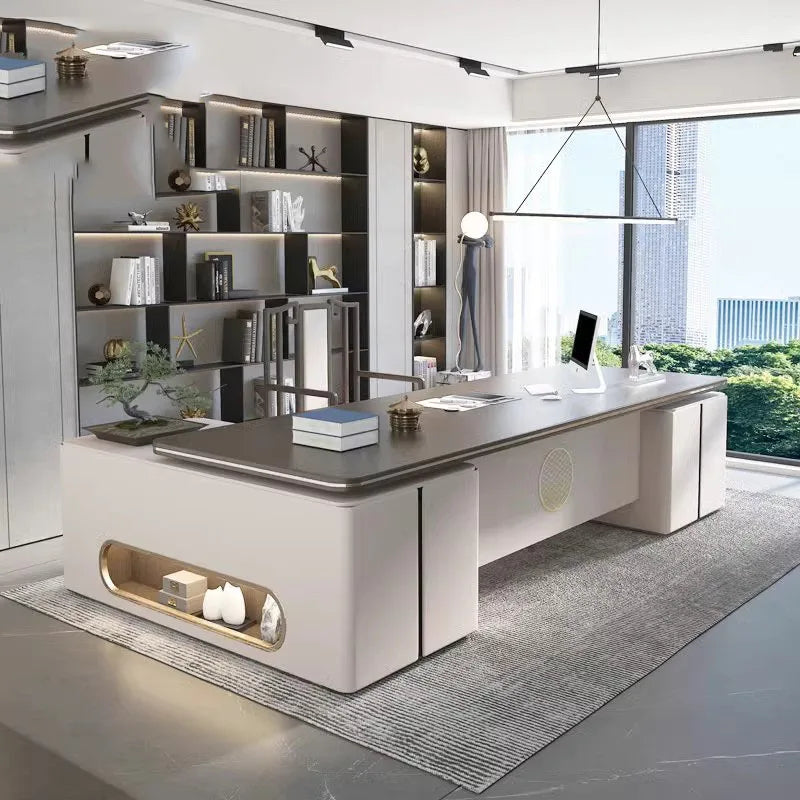 White Studio Standing Desk Drawer Gadgets Makeup Modern Desk Organizer Reception Gadgets Escritorio Gaming Luxury Furniture