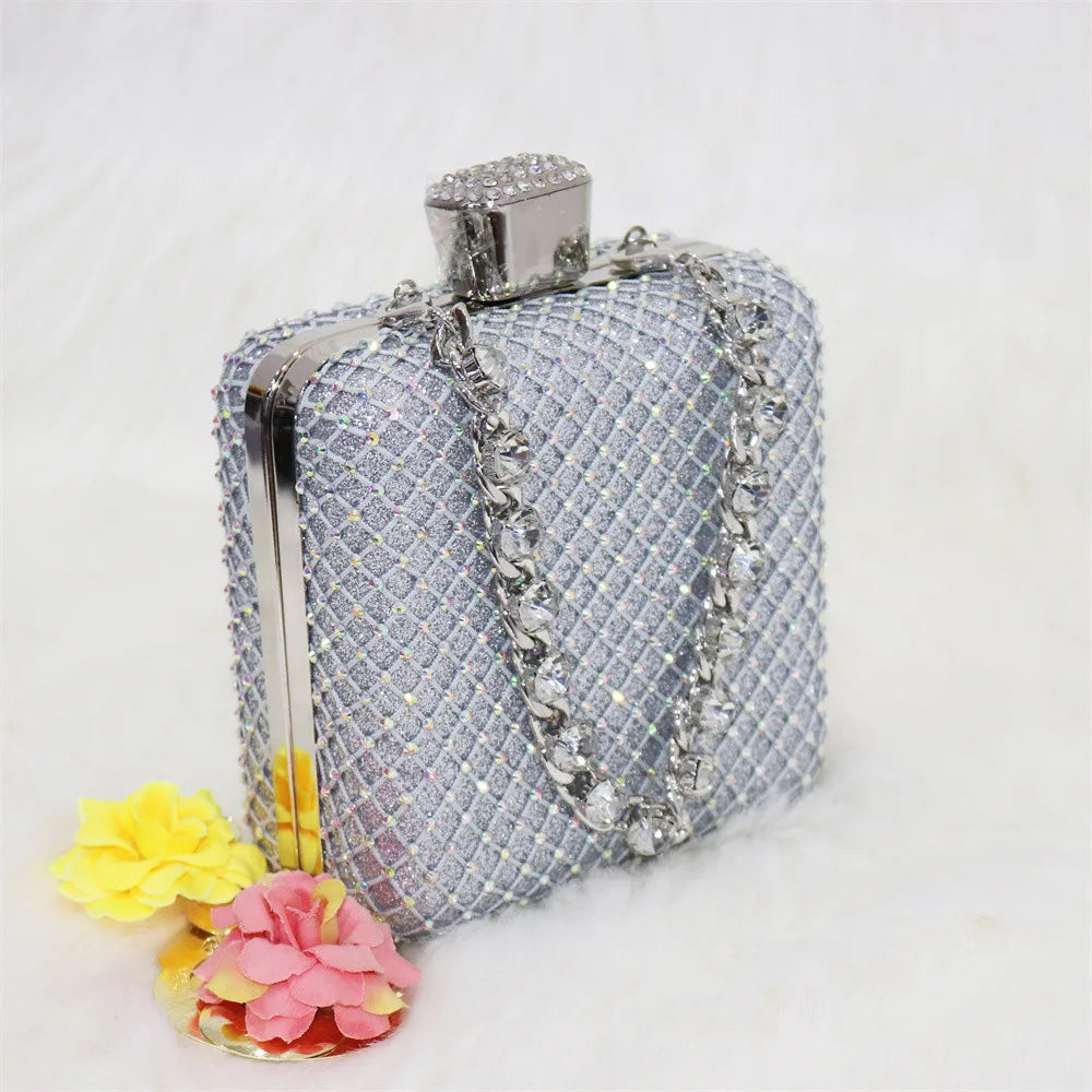 Women Evening Bags With Diamonds Style Party Handbags Metal Day Clutch Purse gold handbags for women