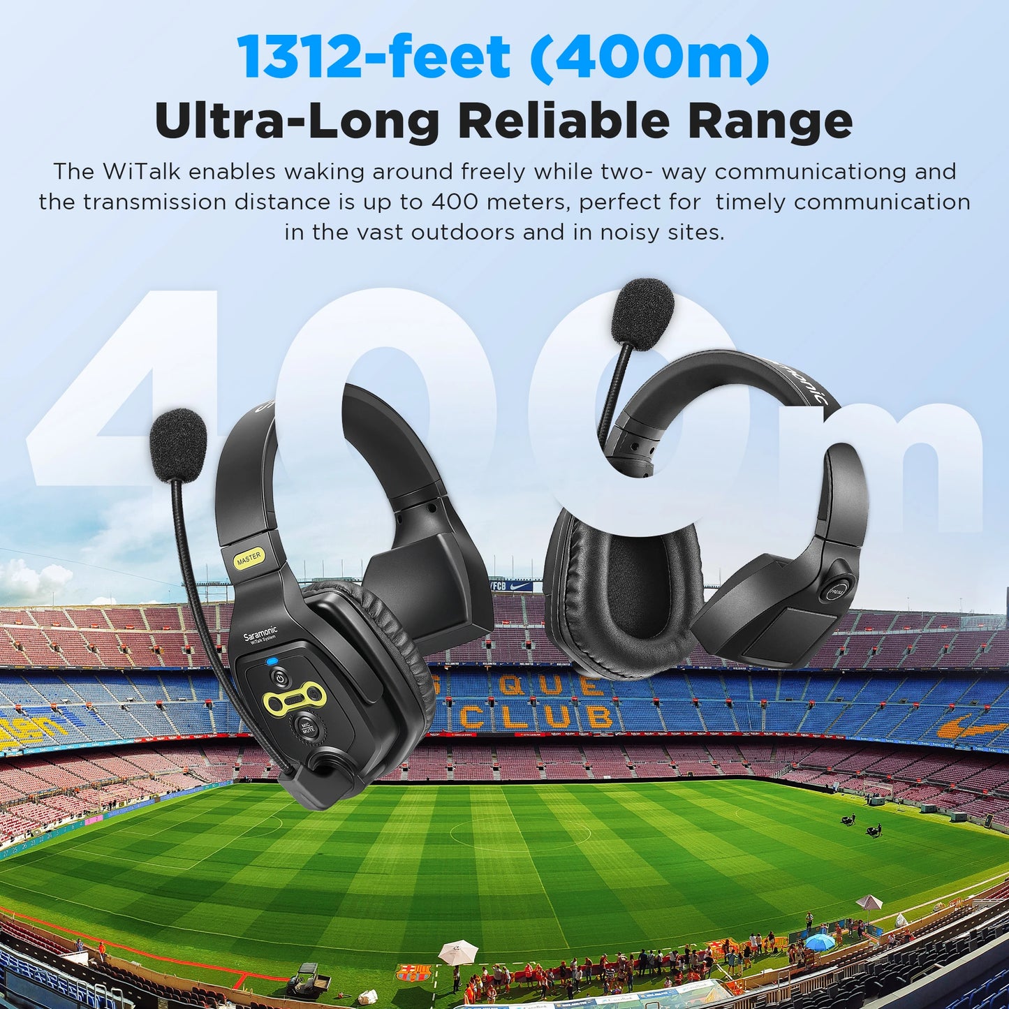 Saramonic Witalk WT9S Full Duplex Wireless Intercom Headset System Marine Communication Headset Boat Coaches Teamwork Microphone