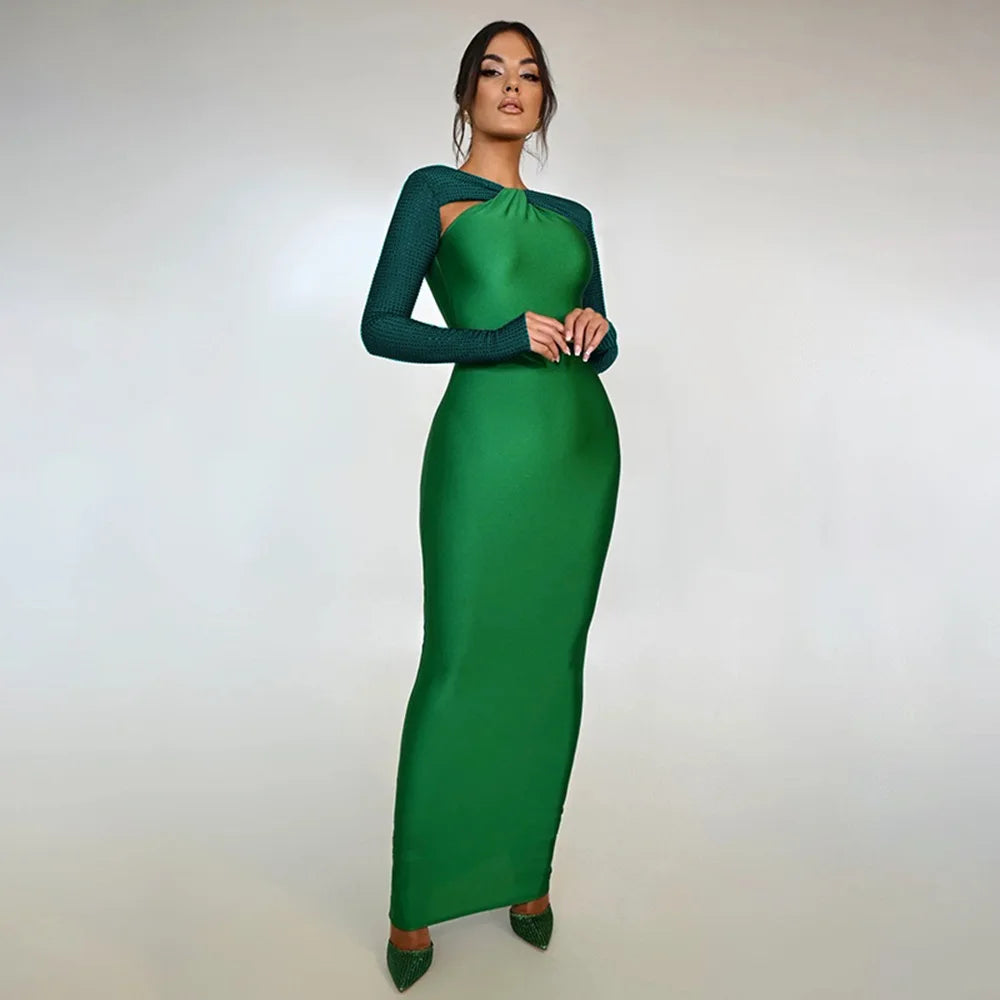 Women's autumn and winter fashion sexy personality temperament skinny long hot drill long sleeve elegant dress son