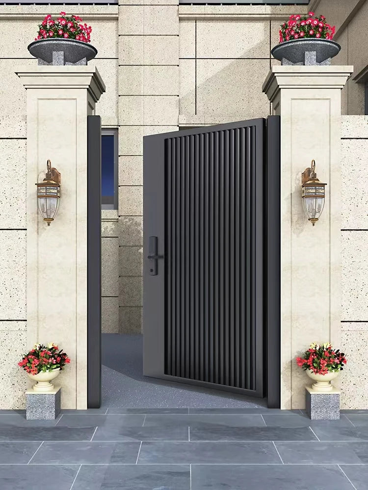 Wrought iron courtyard door Aluminum alloy villa door garden louver door outside single and double door homestay corridor entran