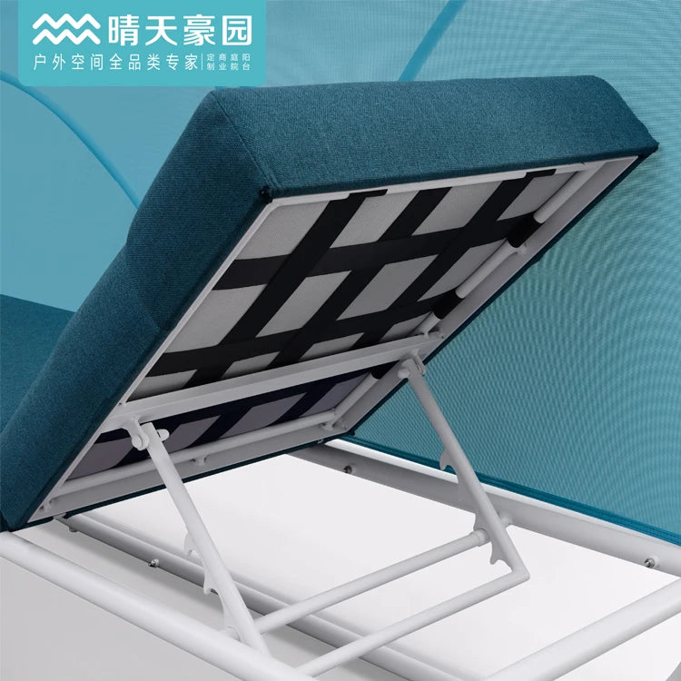 Outdoor Leisure Bed, Round Bed Lounge Chair, Aluminum Alloy Garden Villa, B&B Resort, Sun Bed