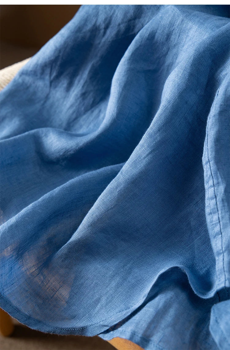 100% Linen Simple French High-quality Long-sleeved Shirt Women Autumn New Shirts for Women Blusas Mujer De Moda Verano