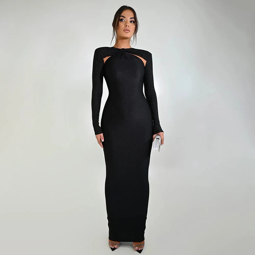 Women's autumn and winter fashion sexy personality temperament skinny long hot drill long sleeve elegant dress son