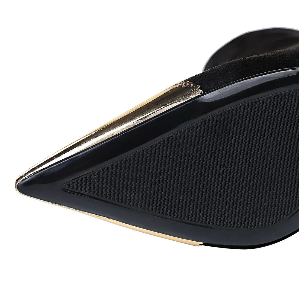 Women Ankle Length Flock Boots Winter Pointed Toe Thin Heels High Heel Shoes Ladies Side Zippper Ankle Boots 173-1