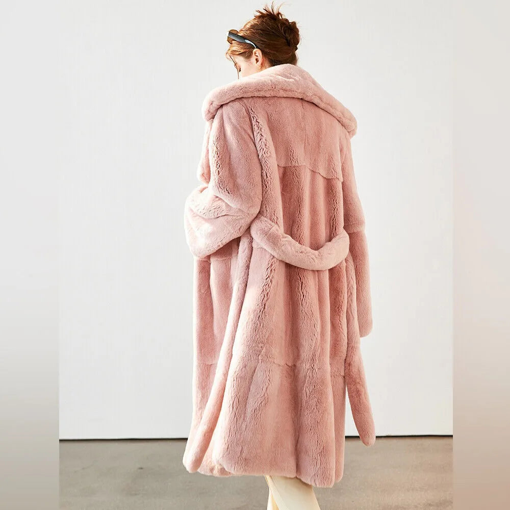 Women New Chinchilla Real Rex Rabbit Fur Coat Winter Thick Jackets Shawl Outwear women's clothing trend 2024 New in coats