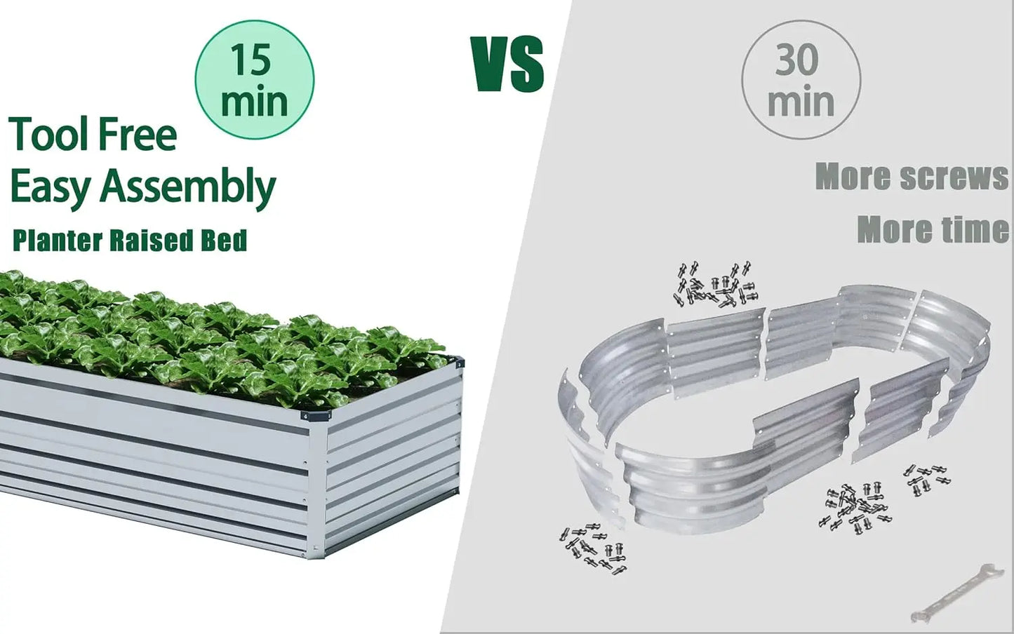 ZUNUDA 8x4x1FT Galvanized Raised Garden Beds with Rack Outdoor for Vegetables,Galvanized Planter Boxes Metal Raised Beds