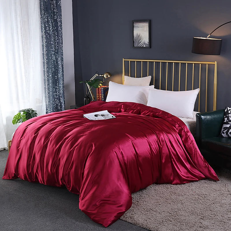 Luxury High Quality Satin Duvet Cover Rayon Quilt Cover High Density Fabric Duvet Cover Supple High waterfall