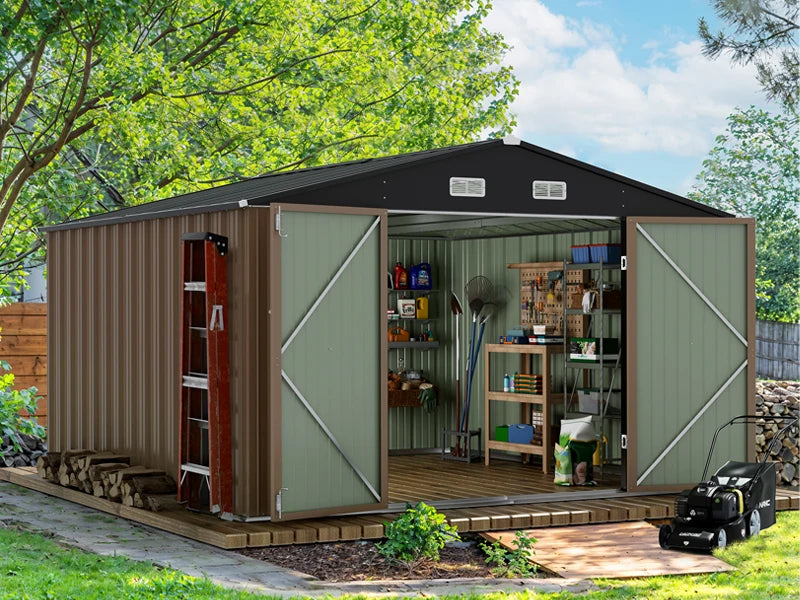 10 X 10 Feet Outdoor Storage Shed, Terrace Garden Outdoor Storage House, Terrace House for Storage
