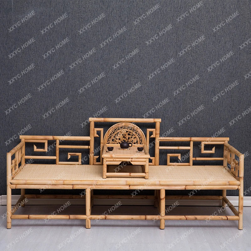 New Chinese Style Arhat Bed Ming and Qing Dynasty Bamboo Rattan Zen Meditation Couch Floor Chaise Bed