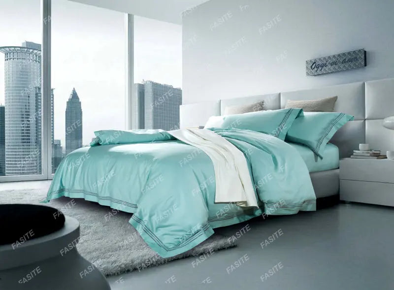 120s long-staple cotton satin cotton light luxury quilt cover four-piece high-end hotel European-style cotton bedding