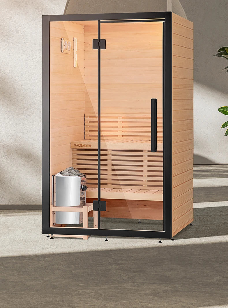 ZK Solid Wood Household Steam Room Volcanic Rock Wet Steam Health Room Medical Stone Sauna Room