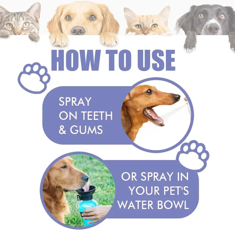 3pcs Dog tooth Sprays Remove tooth stains and bad breath for cats and dogs Fresh pet oral Care dental spray deodorant