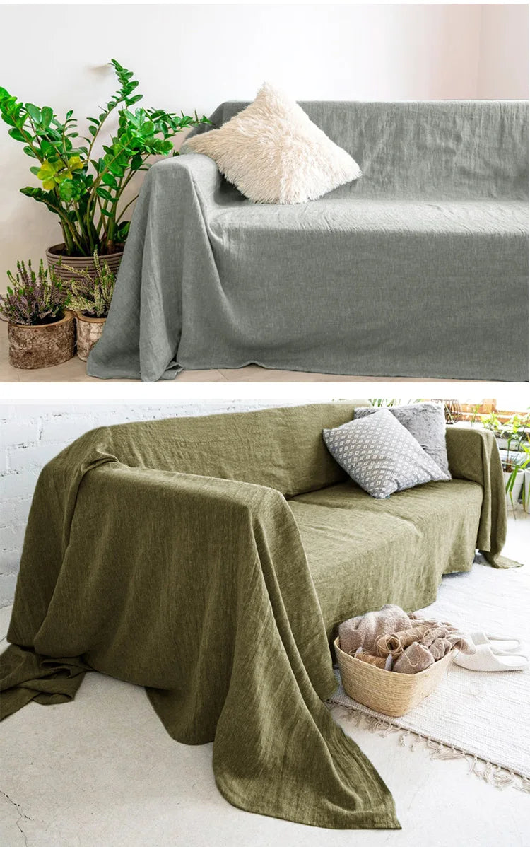 100% Linen Sofa Cover ,Premium Quality Sofa Slipcover, Soft Couch Chair Cover for Living Room Bedroom LOVESEAT Home Textile