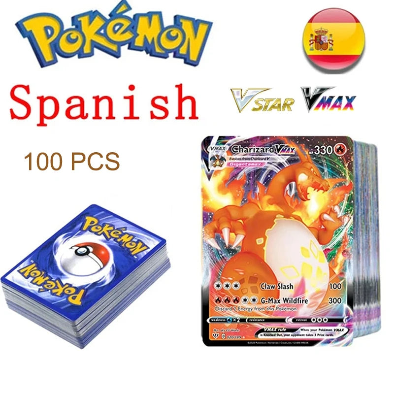 100-200pcs Pokemon Card Not Repeating Flash EX GX VMAX Collection Cards Game Battle Carte Trading Children Toy