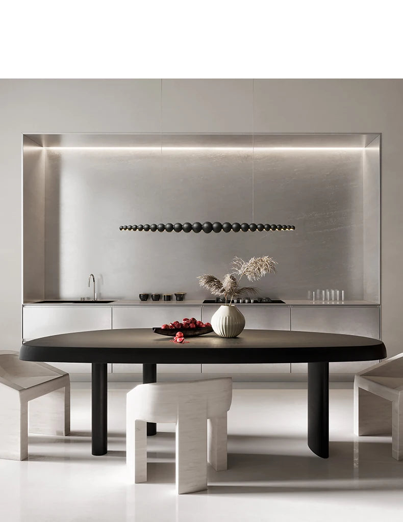Wooden Pendant Lights Hanging Lamp Modern Table LED Long Linear Light Kitchen Island Lighting for Dining Living Room Office