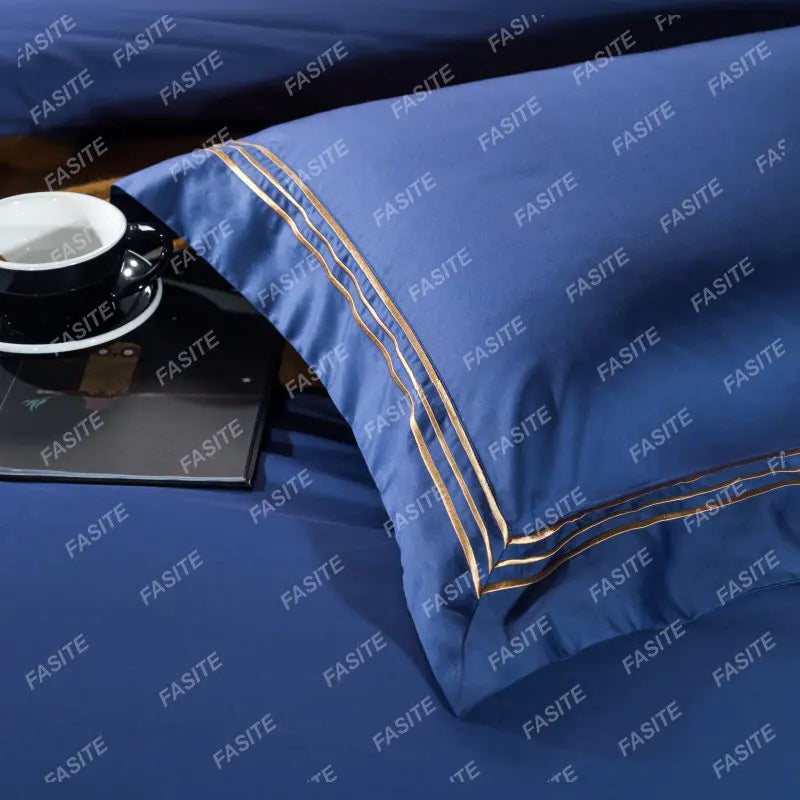 120s long-staple cotton satin cotton light luxury quilt cover four-piece high-end hotel European-style cotton bedding